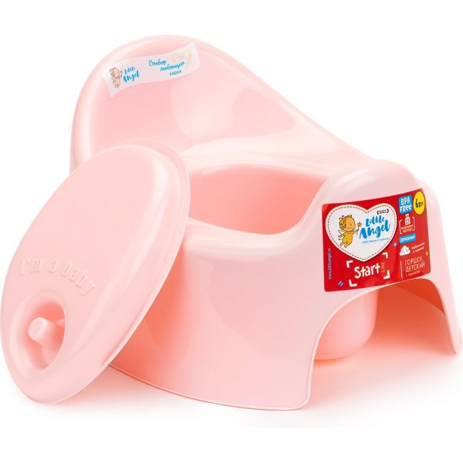 Горшок детский Little Angel "START" с крышкой розовый пастельный LA2701RS Горшок детский Little Angel "START" с крышкой розовый пастельный LA2701RS