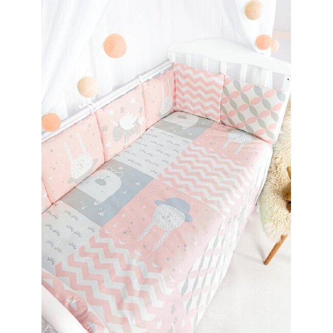 Комплект в кроватку универсальный 17 пр.«BABY BOO PINK» поплин 100% хлопок Комплект в кроватку универсальный 17 пр.«BABY BOO PINK» поплин 100% хлопок
