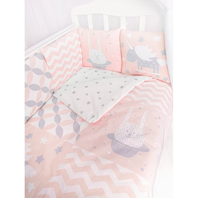Комплект в кроватку универсальный 17 пр.«BABY BOO PINK» поплин 100% хлопок Комплект в кроватку универсальный 17 пр.«BABY BOO PINK» поплин 100% хлопок