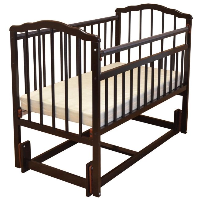 Детская кроватка MALIKA «Melisa-3» маятник продольный, шоколад