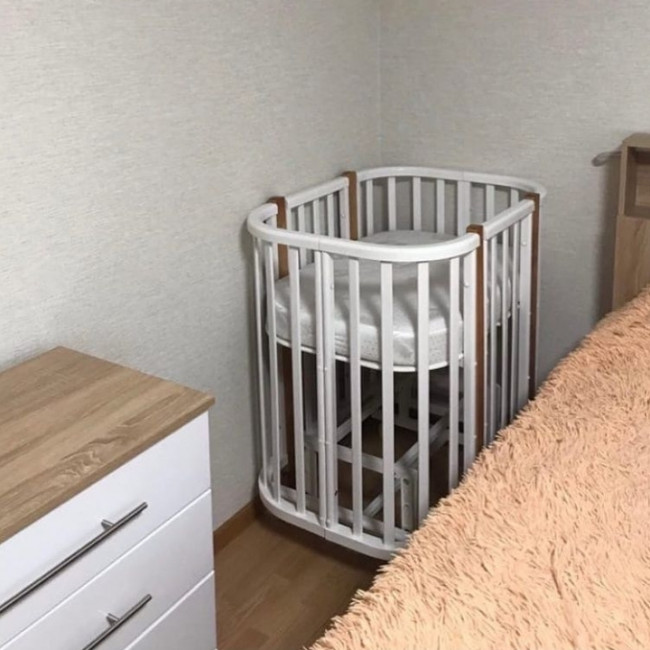 Кроватка MALIKA VERONA 4 в 1 белый, стойки бук