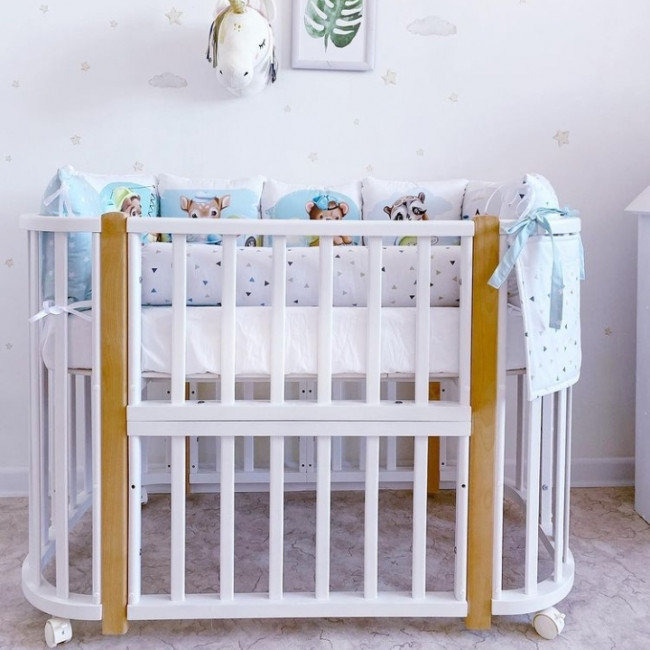 Кроватка MALIKA VERONA 4 в 1 белый, стойки бук